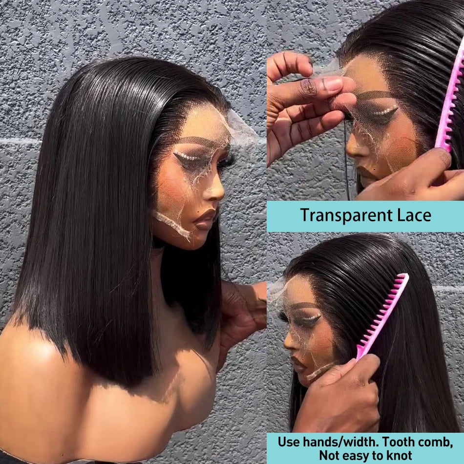 Straight Short Bob Closure Glue less Wig For Women